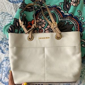 Michael Kors white tote bag